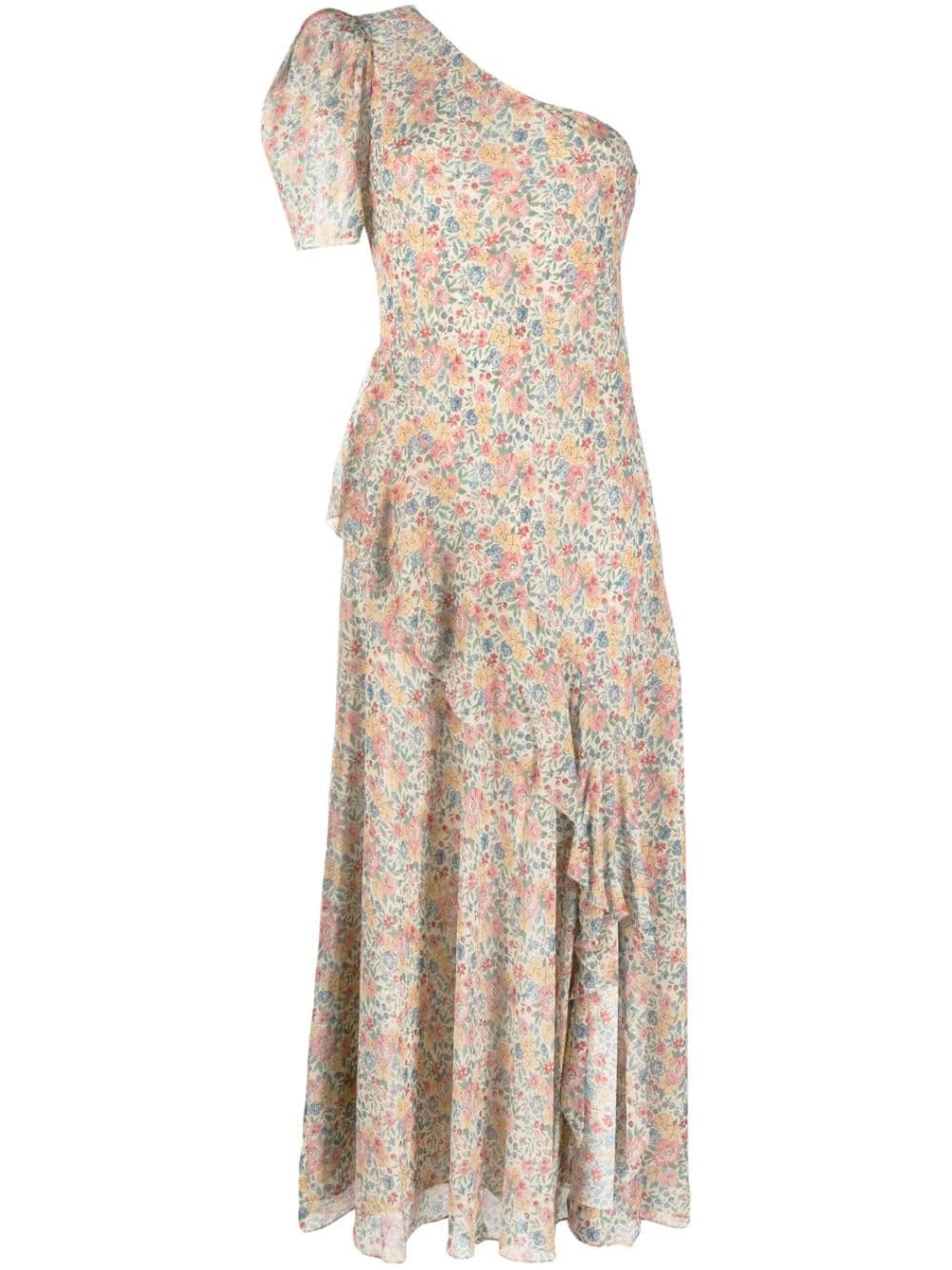 NWT Polo Ralph Lauren Georgette One Shoulder Maxi Dress